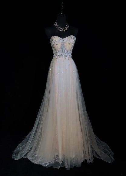 Beautiful Prom Dresses Inspo A Line Sweetheart Light Blue Pink Tulle Sleeveless Women Formal Dress N3183