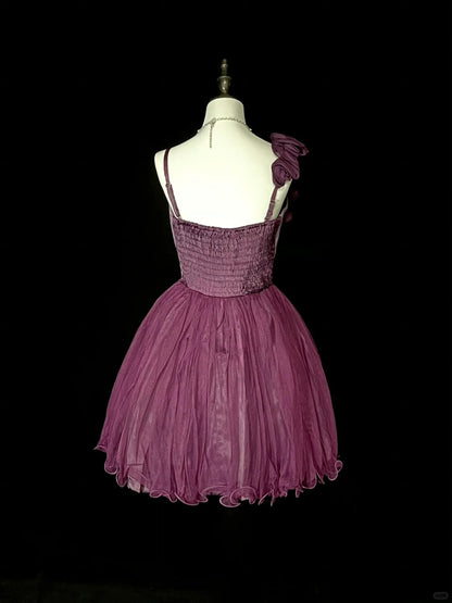 Robe de bal vintage asymétrique en tulle violet, inspiration années 2000, robe de bal courte, inspiration robe de soirée N1355