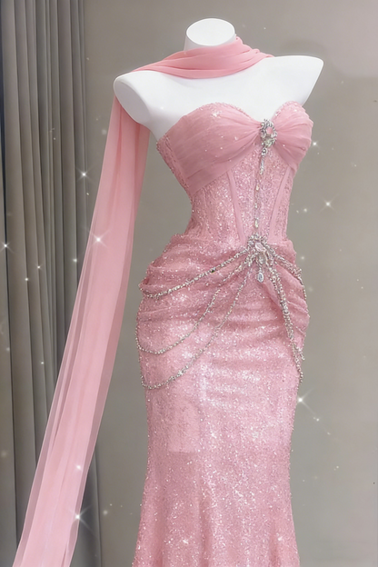 Blaues Meerjungfrauen-Abendkleid, ästhetisches, herzförmiges Tüllkleid, langes formelles Abendkleid AB1664