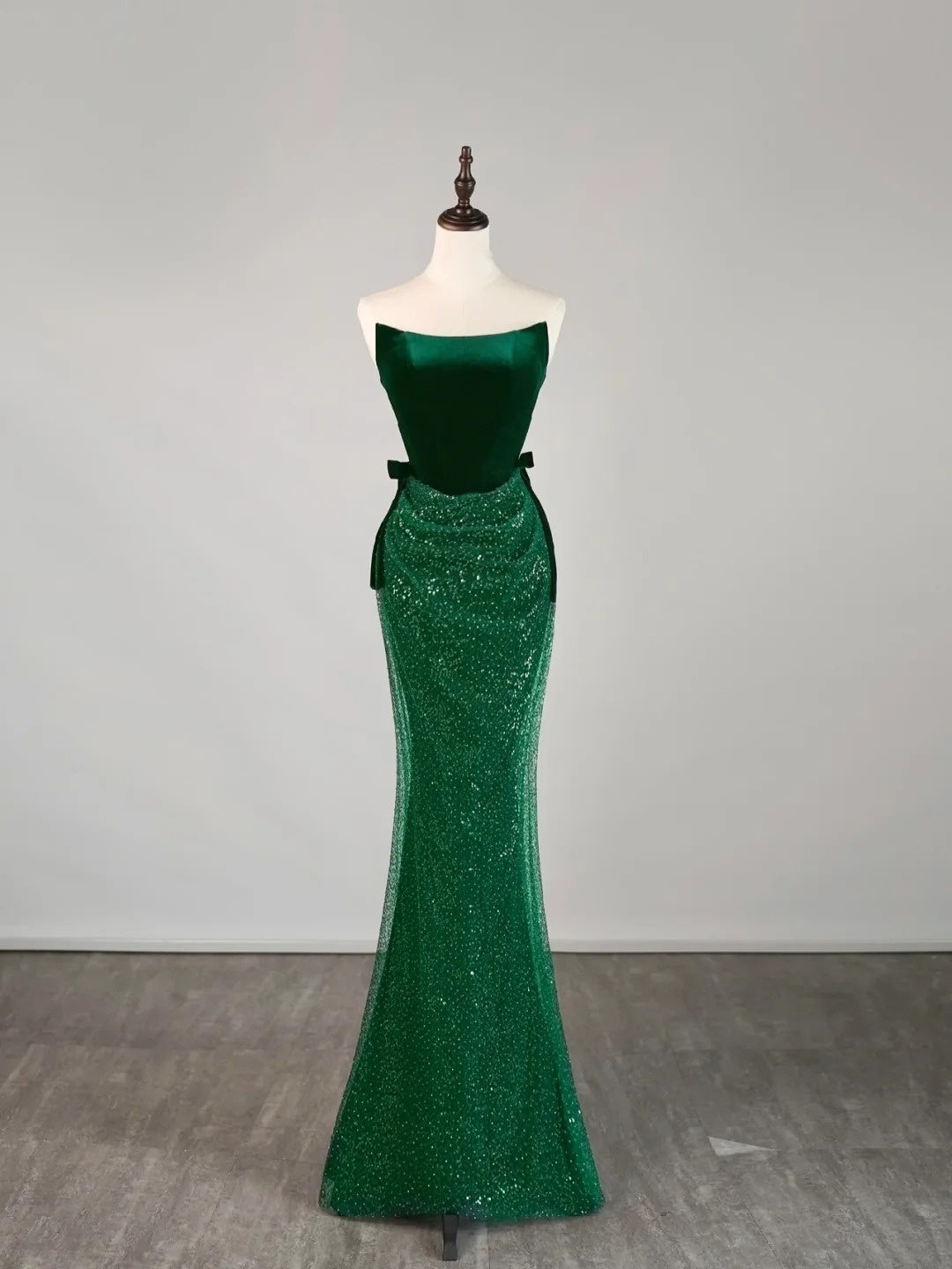 Superbes Robes de Bal Sirène bustier vert pailleté Longue Robe de soirée N2491