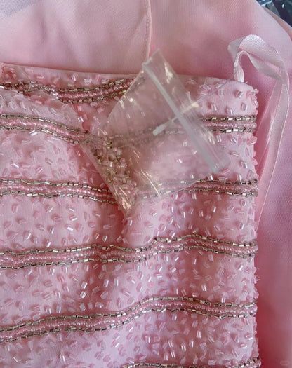 Vintage Abschlussballkleider 80er Meerjungfrau One Shoulder Pink Chiffon Ärmellos Mit Perlen Semi-Formale Abendoutfits N3620