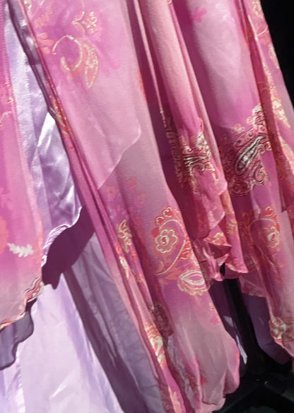 Vintage Prom Dresses Inspo A line High Low Pink Chiffon With Beads 80s Long Formal Gown N2734