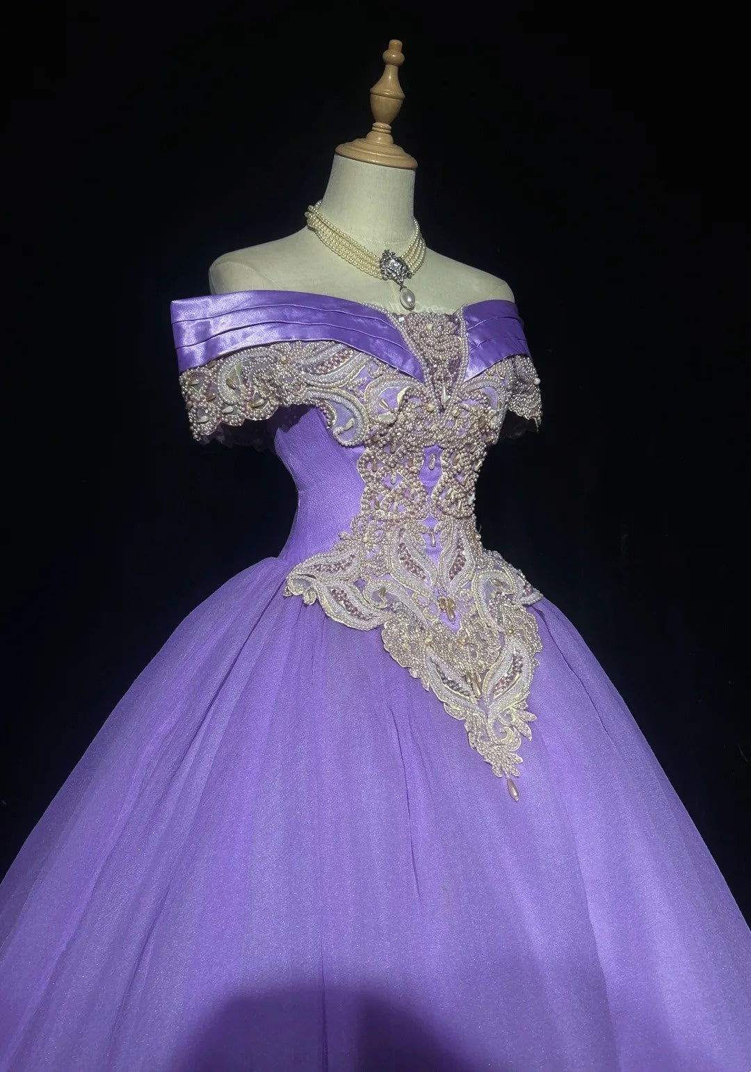 Robes de bal de princesse à épaules dénudées avec perles, tenue de soirée formelle N3885
