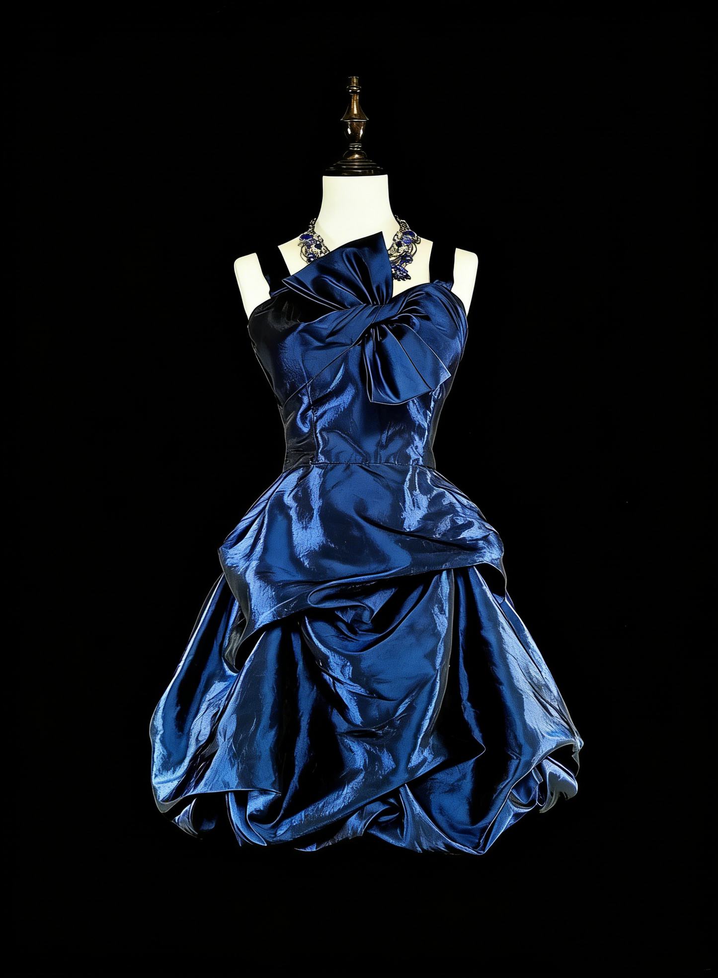 Pretty Sheath Spaghetti Strap Navy Blue Taffeta Graduation Short Mini Homecoming Dresses Hoco Dress N2721