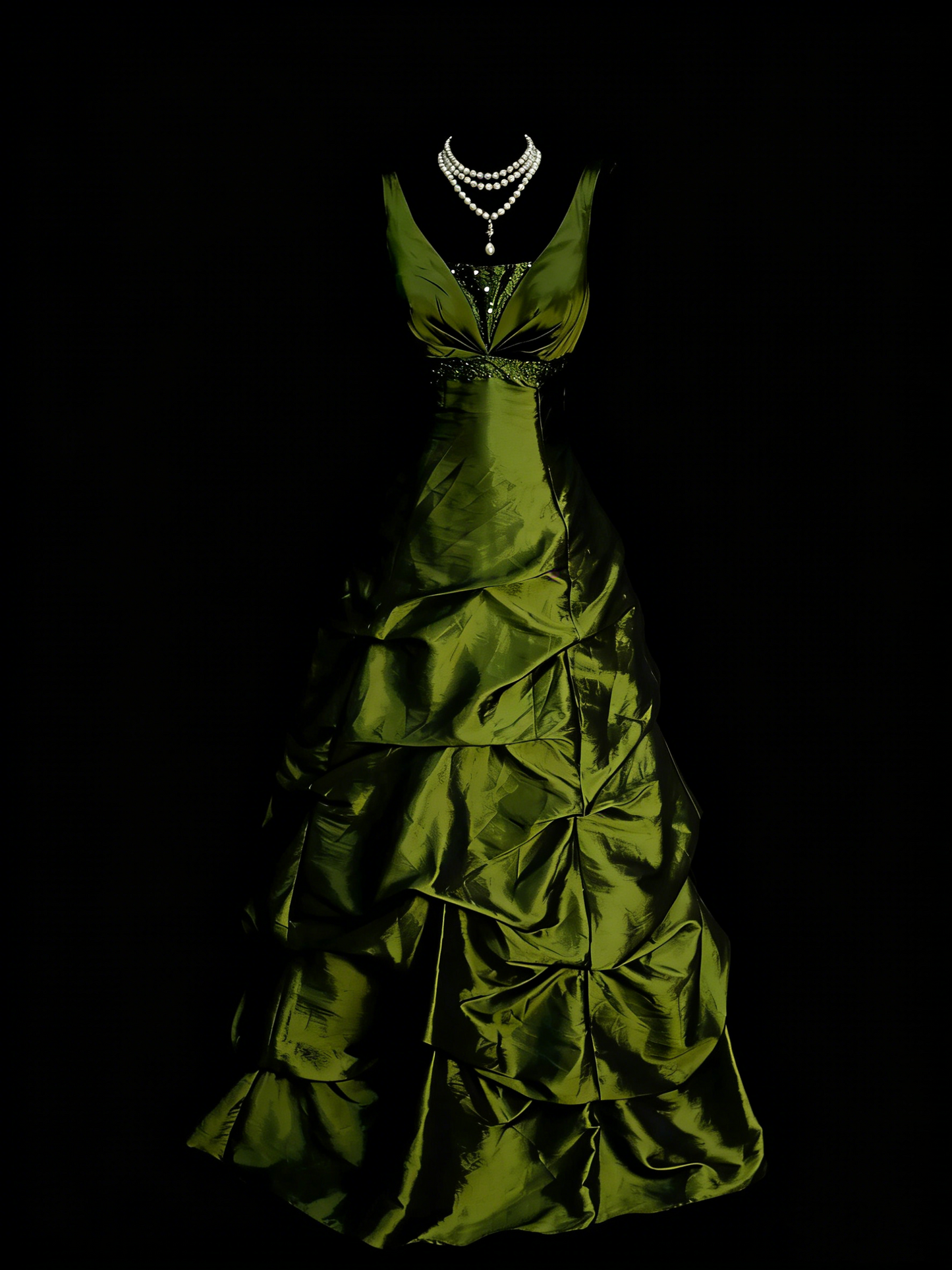 Robe de bal vintage esthétique années 60 style rétro col en V vert olive longue robe de soirée N2133