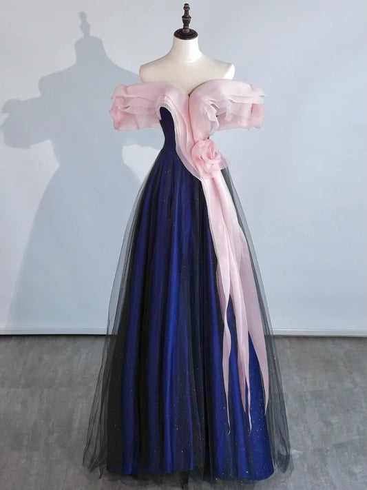 Elegantes, schulterfreies Ballkleid aus königsblauem Tüll – Inspiration für festliche Anlässe und Prinzessinnen-Abendkleider N759