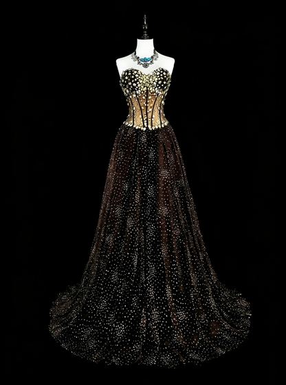 Vintage Prom Dresses Ästhetik 1970er Retro Ballkleid Trägerloses Schwarzes Tüll Langes Abendkleid N2153