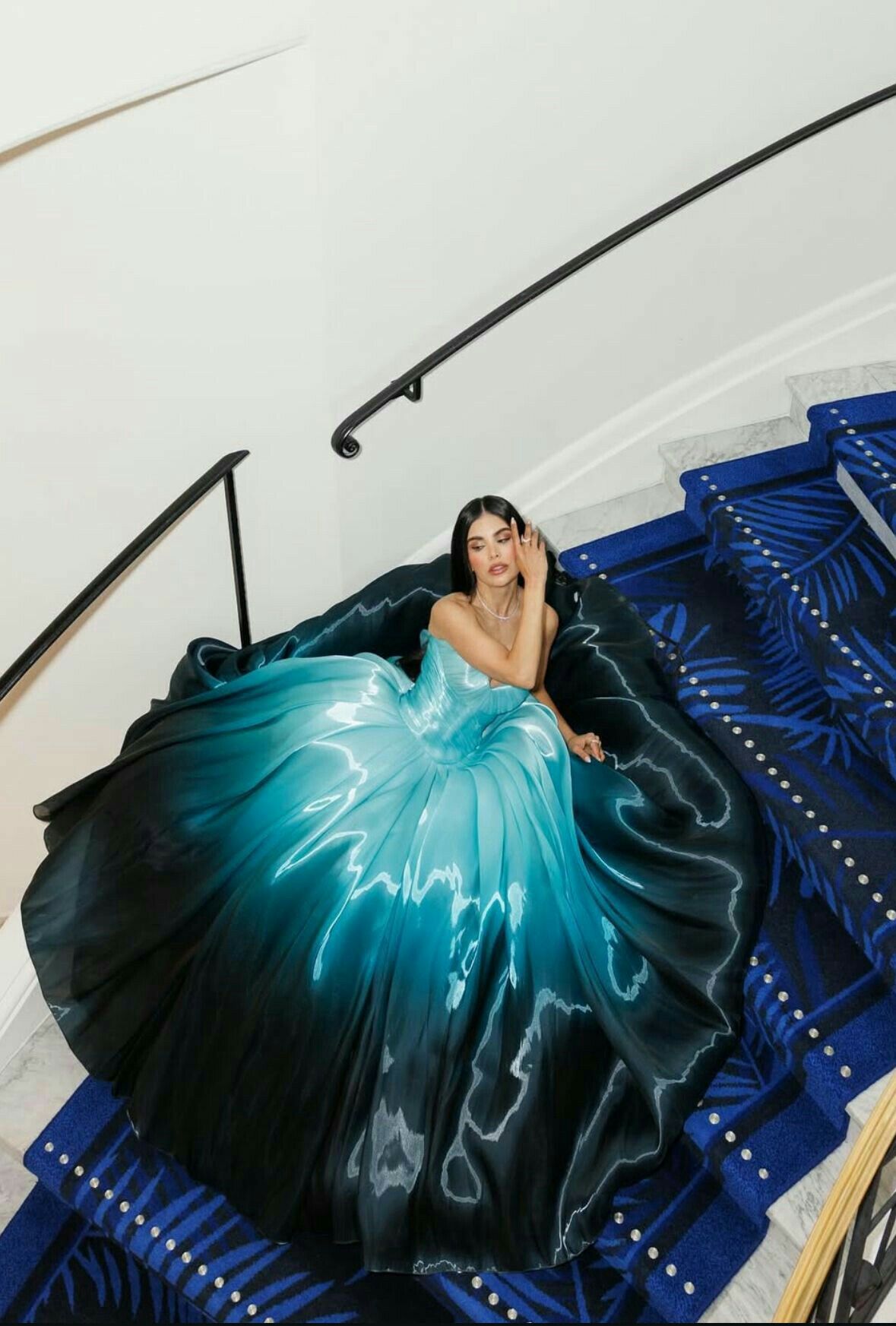 Blaues, langes Vintage-Abendkleid für Damen, Ballkleid AB1461