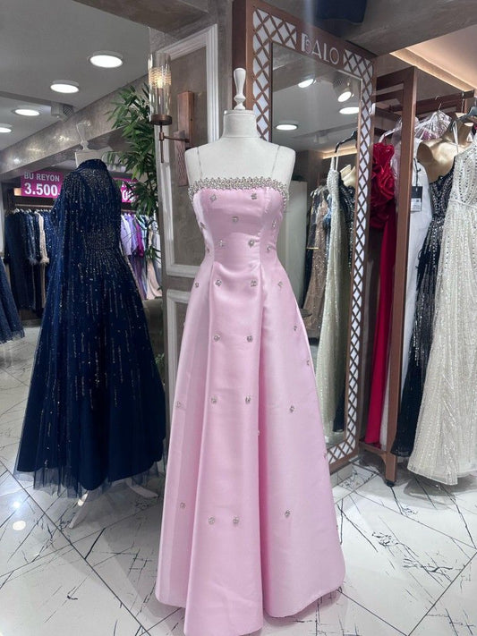 Pink Prom Dress Inspo A line Spaghetti Straps 18th Birthday Outfits Formal Party Gown RC0154