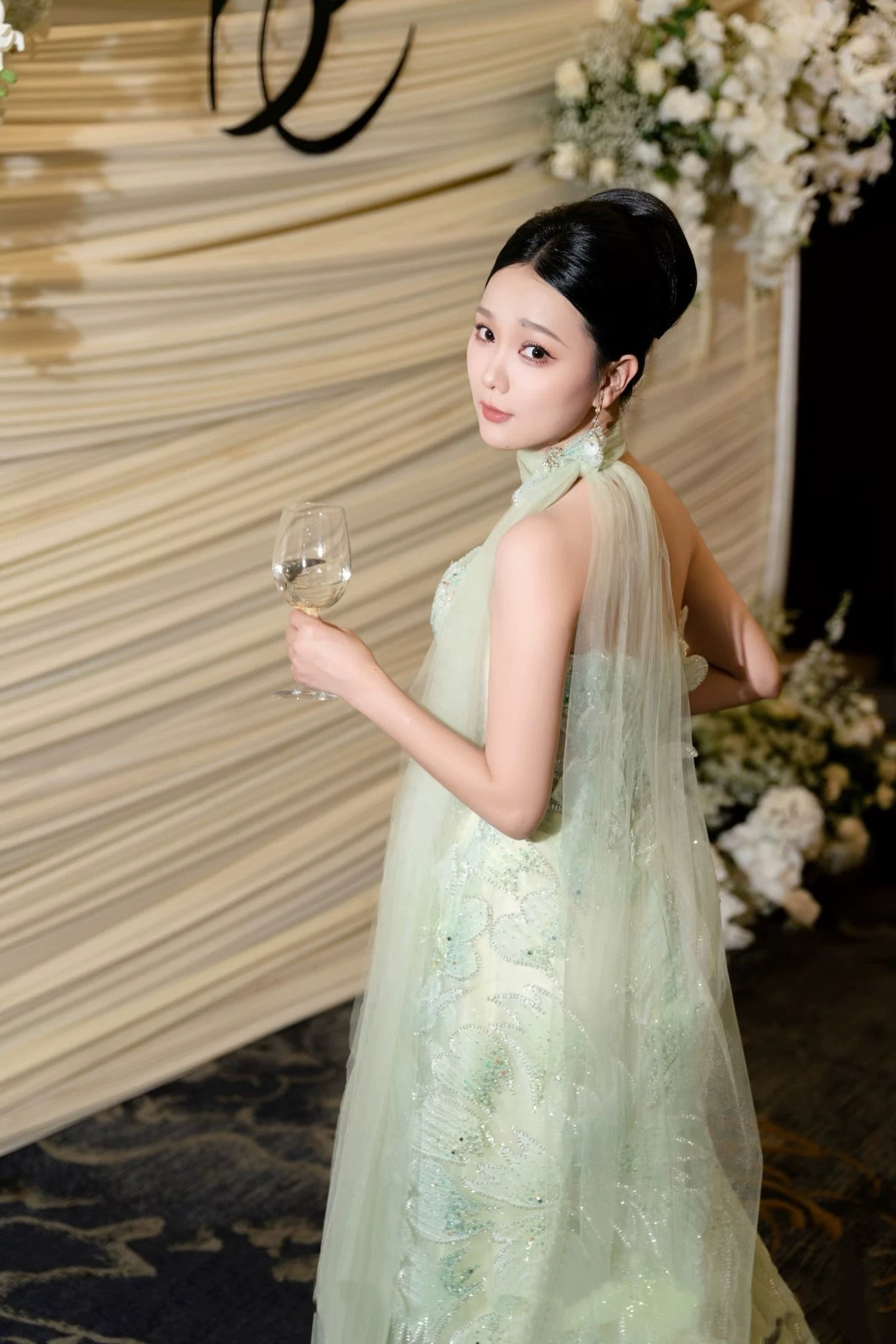 Princess Prom Dresses A line Strapless Green With Scarf Beading Evening Long Formal Dress N4296