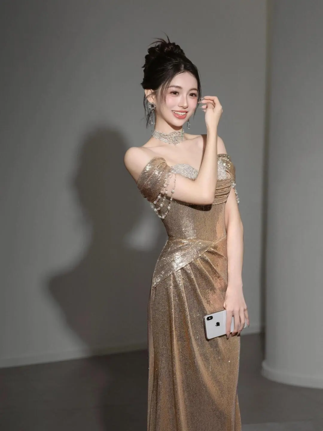 Vintage Mermaid Off The Shoulder Gold Sequin Short Sleeves Prom Dress Inspiration Long Prom Dresses A044