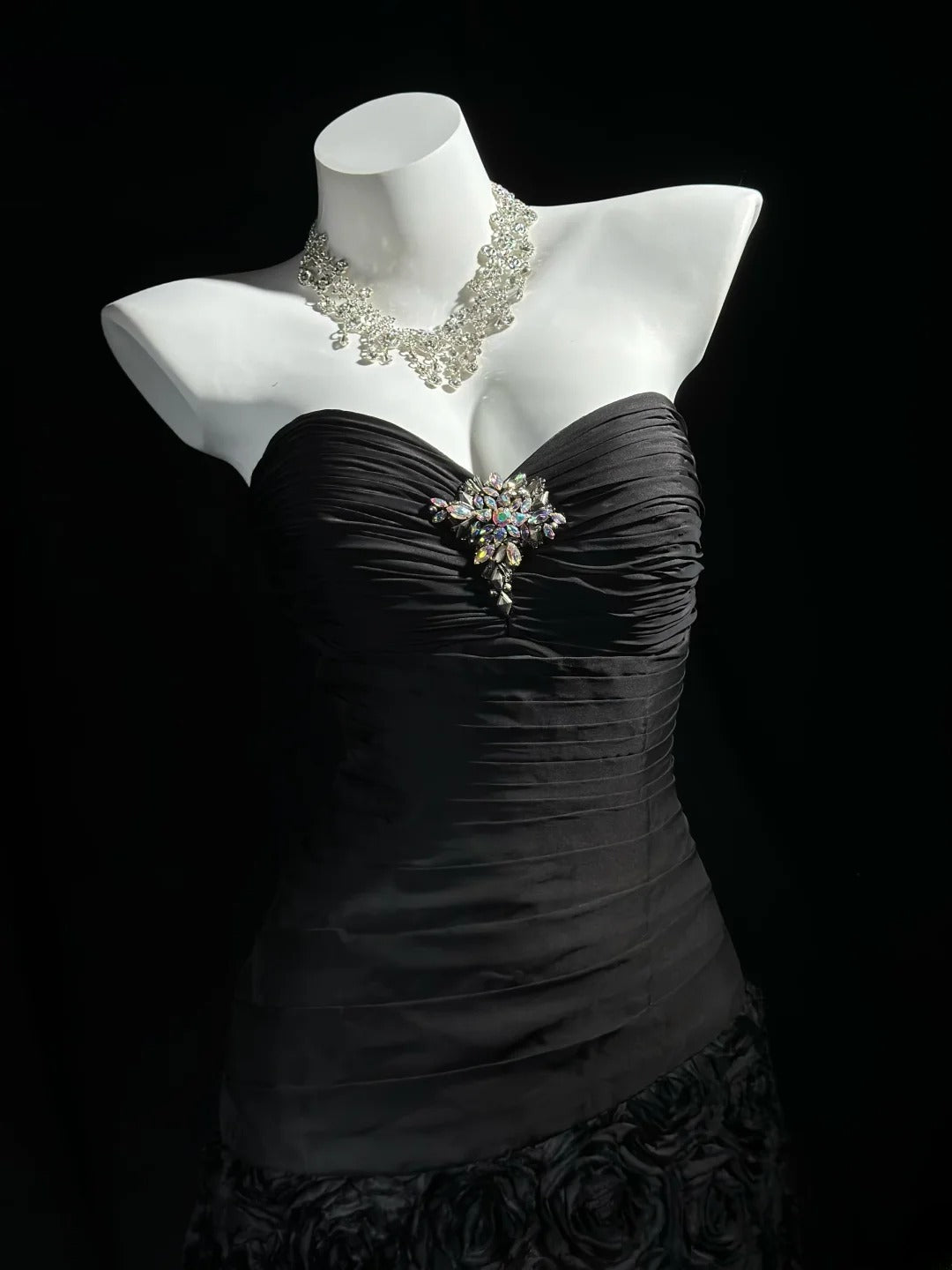 Vintage Prom Dresses 90s A line Sweetheart Black Floral Long With Beading Evening Formal Outfits RB5813