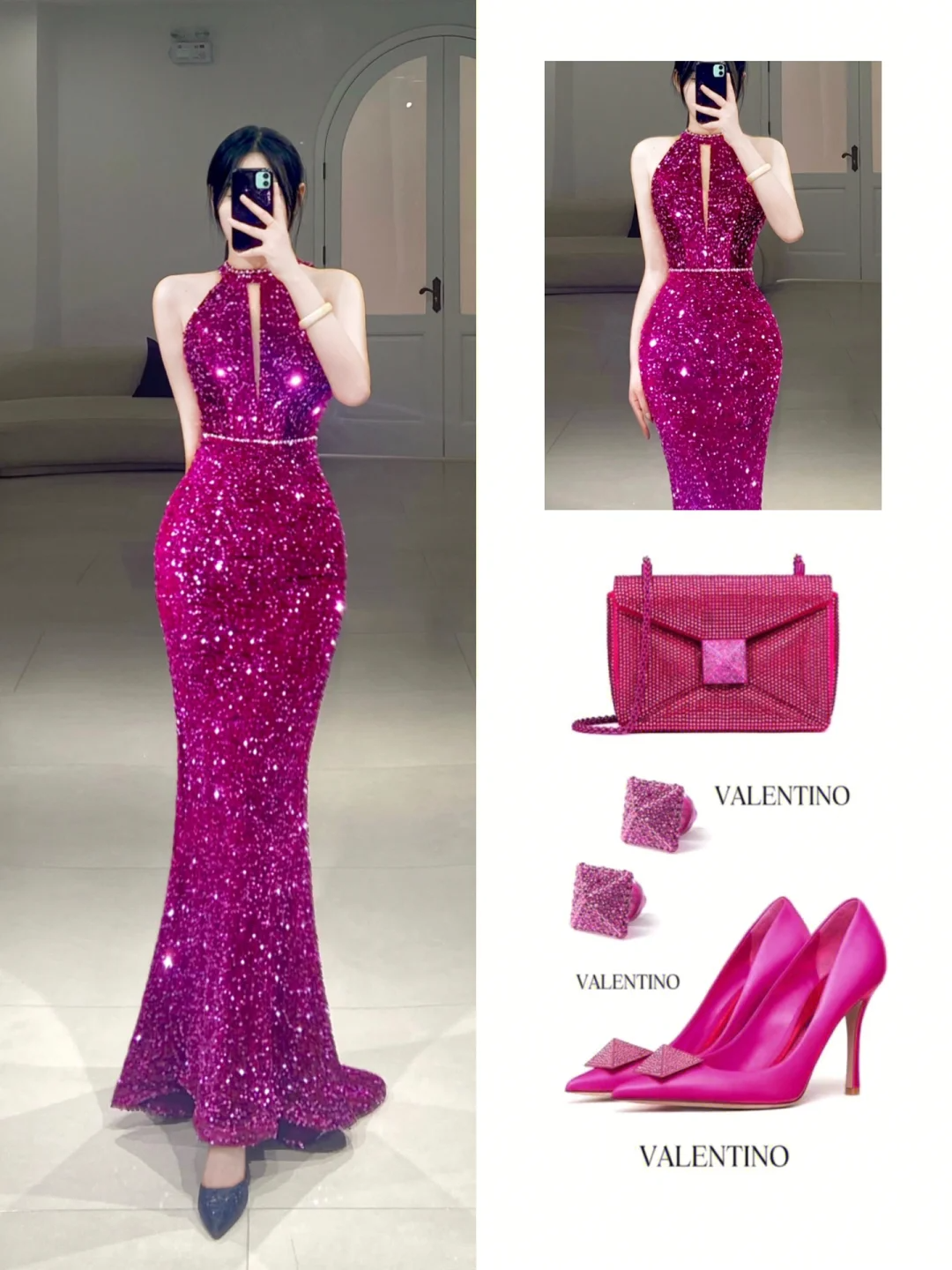 Elegant Mermaid Scoop Sequin Sparkly Pleated Floor Length Prom Dress Inspiration Long Prom Dresses A094
