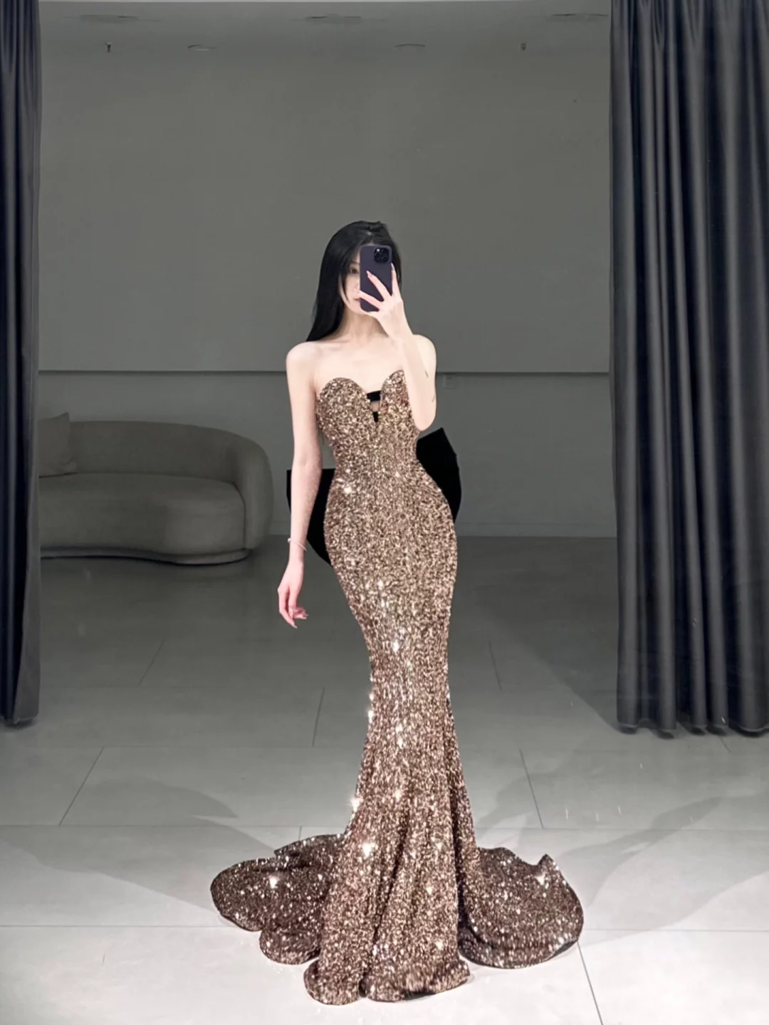 Elegant Mermaid Sweetheart Sequin Sparkly Pleated Floor Length Prom Dress Inspiration Long Prom Dresses A096