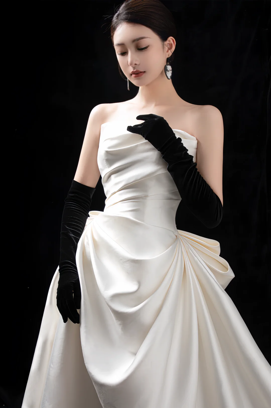 Robe de mariée longue en satin blanc, élégante, décolleté en cœur, style sirène, jolie robe de mariée formelle, A122