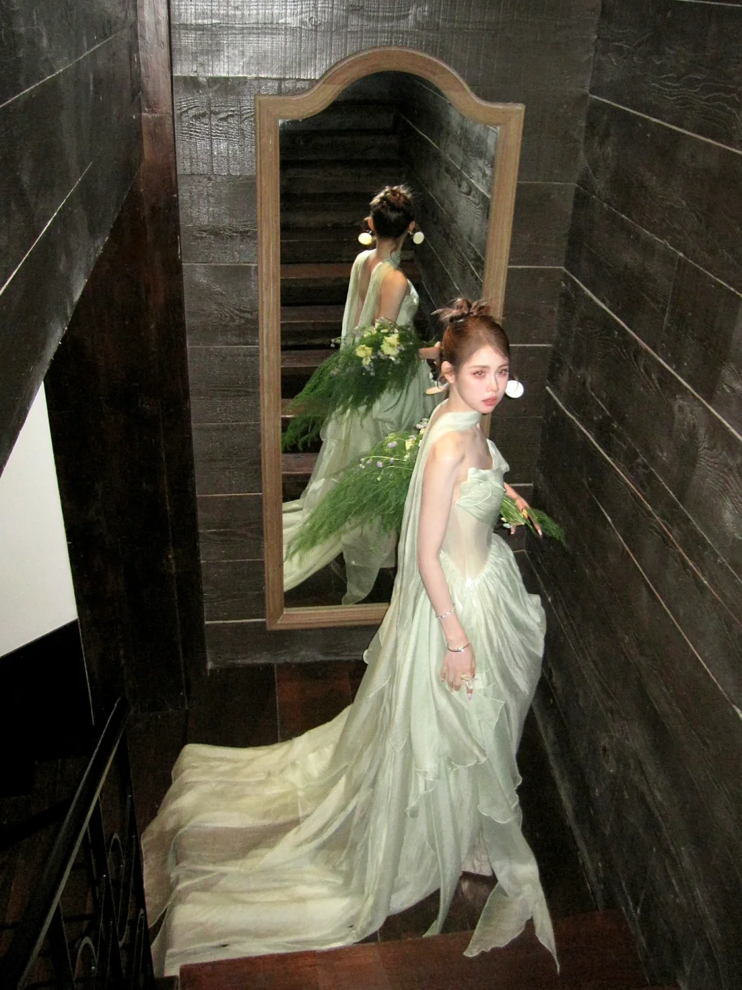 Simple A line Strapless Sage Green Shiny Satin Sage Green Prom Dress Aesthetic Long Graduation Dance Evening Outfits N056