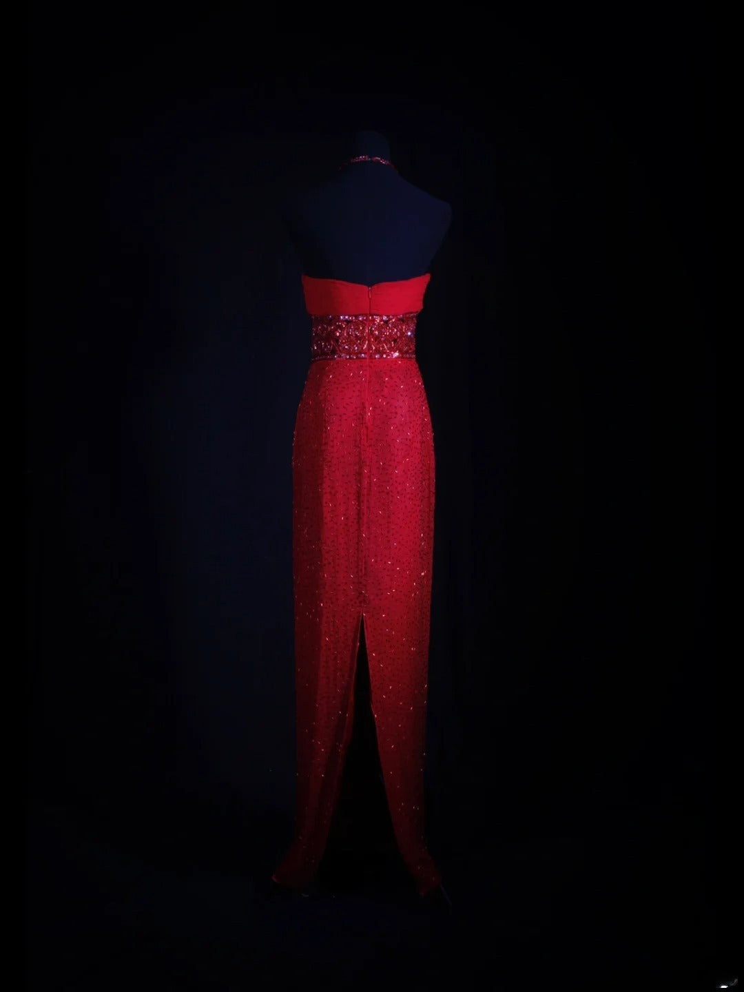 Vintage Sheath Halter 1950s Red Sequined Evening For Women Party Dresses Long Formal Prom Dresses 20th Birthday Gown AA255