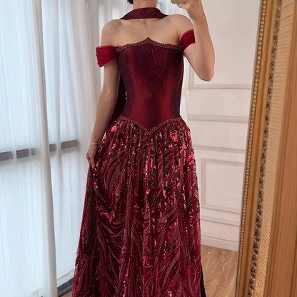 Maßgeschneidertes langes Paillettenkleid für besondere Anlässe, luxuriöses Ballkleid, Sharon Happy Abendkleid A1049