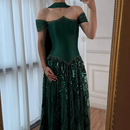 Maßgeschneidertes langes Paillettenkleid für besondere Anlässe, luxuriöses Ballkleid, Sharon Happy Abendkleid A1049