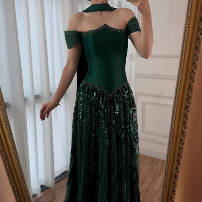 Maßgeschneidertes langes Paillettenkleid für besondere Anlässe, luxuriöses Ballkleid, Sharon Happy Abendkleid A1049