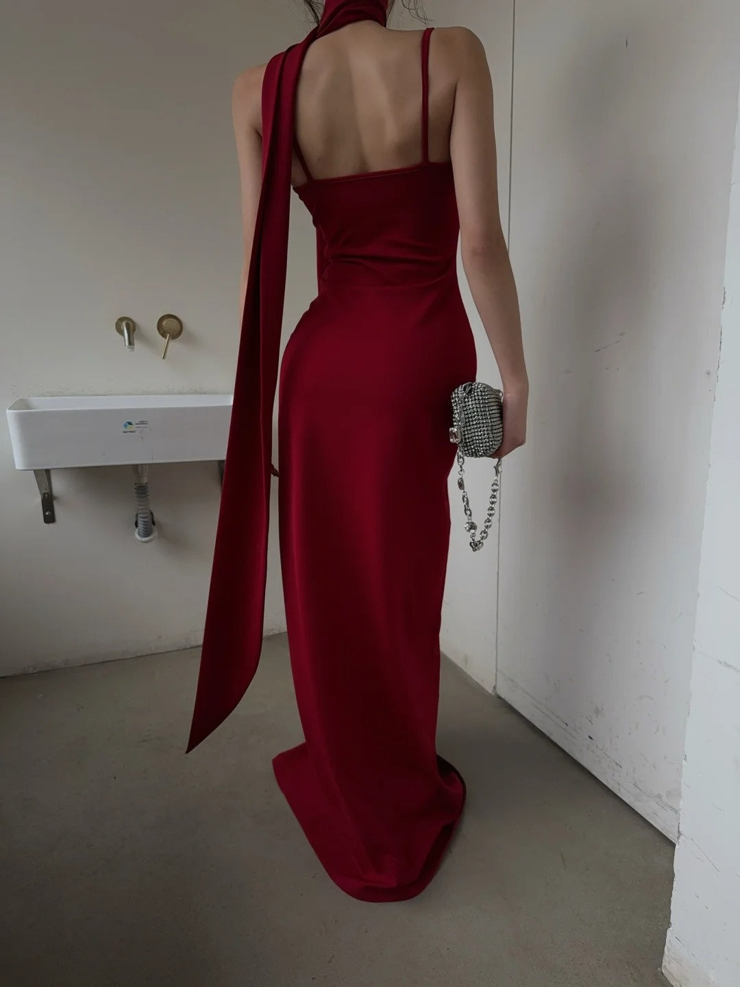 Unique Mermaid Spaghetti Strap Red With Scarf Long Prom Dresses Inspiration 18th Birthday Gowns Formal Evening Dress N465