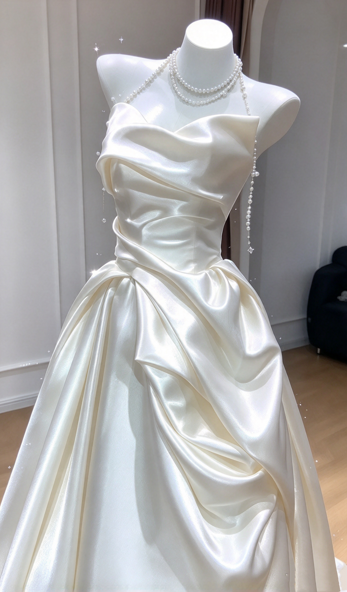 Robe de mariée rétro années 60, coupe trapèze, bustier, en satin froncé, tailles petites et grandes, collection printemps-été AB1484