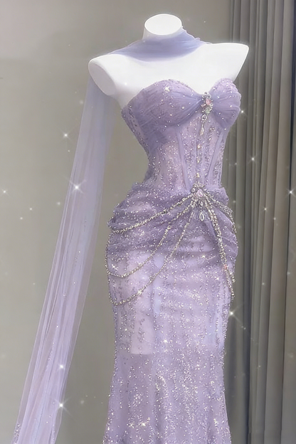 Blaues Meerjungfrauen-Abendkleid, ästhetisches, herzförmiges Tüllkleid, langes formelles Abendkleid AB1664