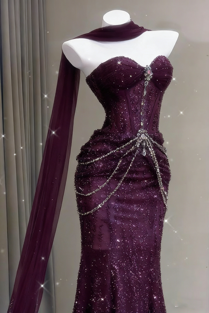 Blaues Meerjungfrauen-Abendkleid, ästhetisches, herzförmiges Tüllkleid, langes formelles Abendkleid AB1664