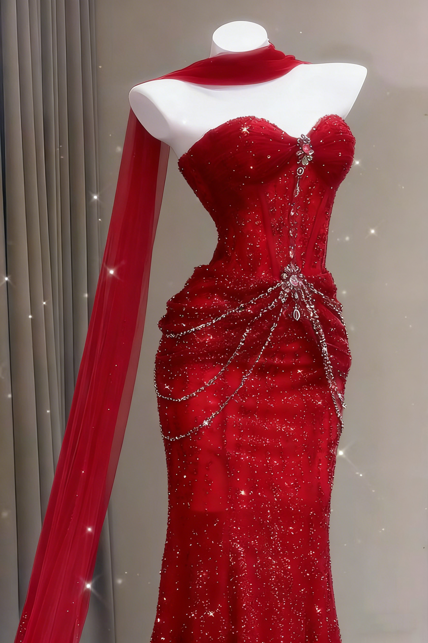 Blaues Meerjungfrauen-Abendkleid, ästhetisches, herzförmiges Tüllkleid, langes formelles Abendkleid AB1664
