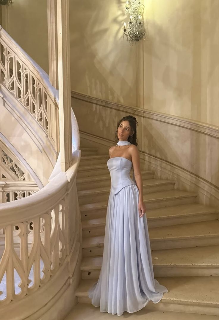 Elegantes, trägerloses, hellblaues A-Linien-Kleid mit Schal für den Winter – langes, formelles Kleid für Abschlussball, Abendveranstaltung, Dinnerpartys und andere festliche Anlässe für Damen (AB2025)