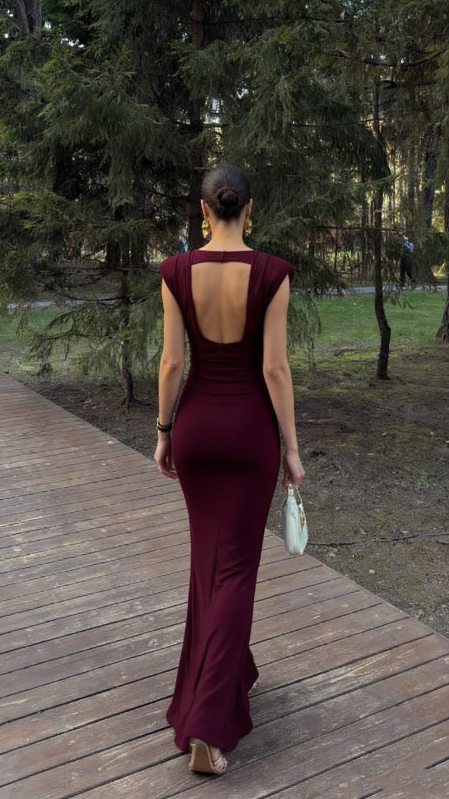 Elegant Mermaid Scoop Neck Burgundy With Sleeves Long Formal Fancy Evening Dress Dinner Outfits Classy Party Gowns AB2026