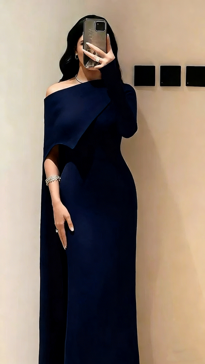 Elegantes Meerjungfrauenkleid in Burgunderrot mit One-Shoulder-Schulter und Ärmeln – langes, formelles Winterkleid für Abschlussball, Abendveranstaltung, Dinnerpartys und andere festliche Anlässe für Damen (AB2037)