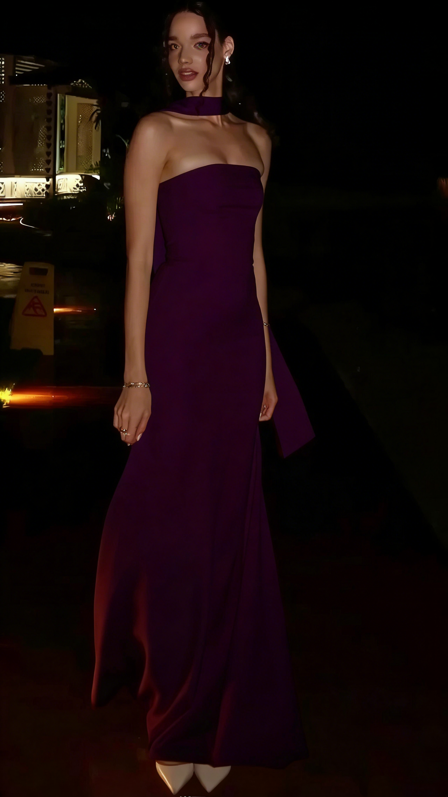 Elegantes, trägerloses, figurbetontes, gelbes Meerjungfrauen-Abendkleid mit Schal, langes, formelles Ballkleid, elegantes Partykleid AB2052