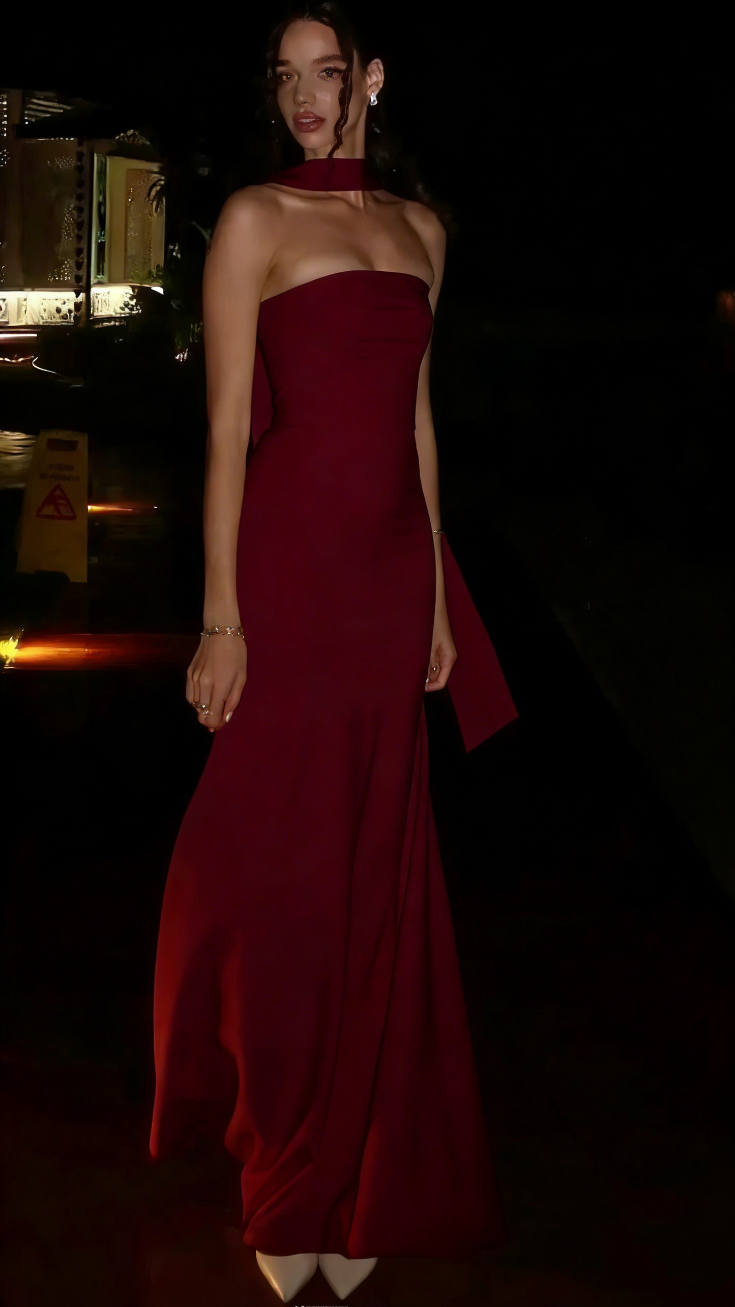 Elegantes, trägerloses, figurbetontes, gelbes Meerjungfrauen-Abendkleid mit Schal, langes, formelles Ballkleid, elegantes Partykleid AB2052