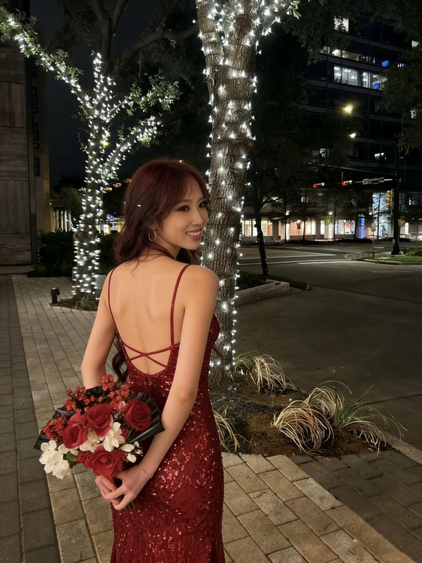 Elegantes, langes, burgunderrotes Meerjungfrauenkleid mit V-Ausschnitt und Pailletten, formelles Abendkleid, elegantes Partykleid AB2053