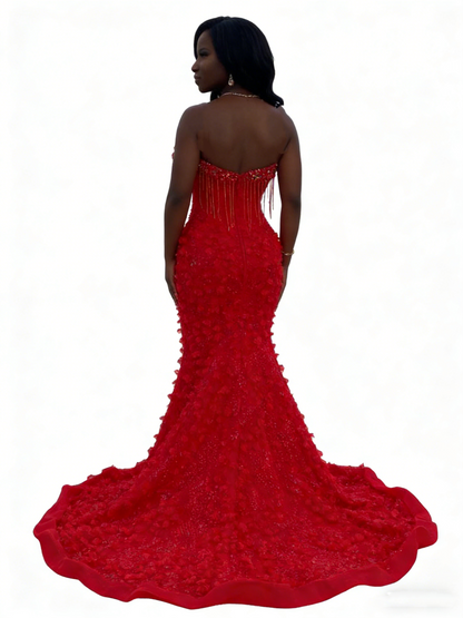 Elegantes, langes, schwarzes Meerjungfrauen-Abendkleid mit Pailletten und Perlenbesatz, geeignet für Mädchen, auch für festliche Anlässe wie Abschlussball, Dinnerpartys usw. AB2084