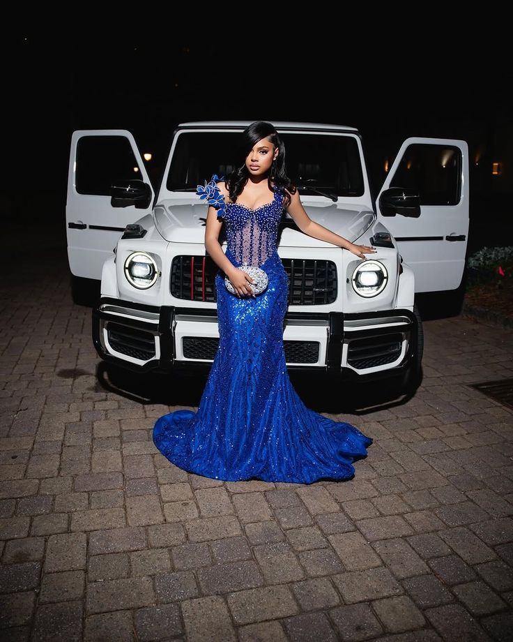 Elegantes, langes, königsblaues Pailletten-Abendkleid im Meerjungfrauenstil mit herzförmigem Ausschnitt für Teenager-Mädchen, geeignet für Abschlussball, Dinnerpartys und andere festliche Anlässe (AB2110)