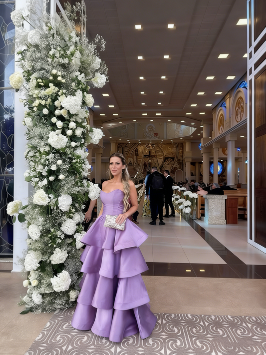 Elegantes Ballkleid mit Herzausschnitt, Satin, mehrlagig, lang, formell, für Abschlussball, Abendveranstaltung, Dinnerparty, AB2192