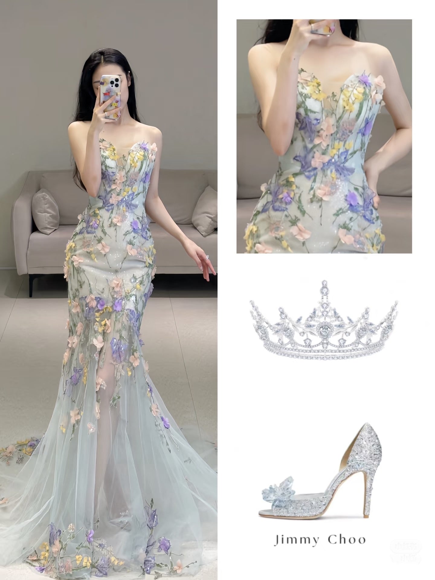 Prinzessin Meerjungfrauen-Abendkleid mit herzförmigem Ausschnitt, Spitze und Blumenmuster, langes Ballkleid, modische Ästhetik für Teenager, formelle Kleider, Party-Outfits, Ballkleid AB2221