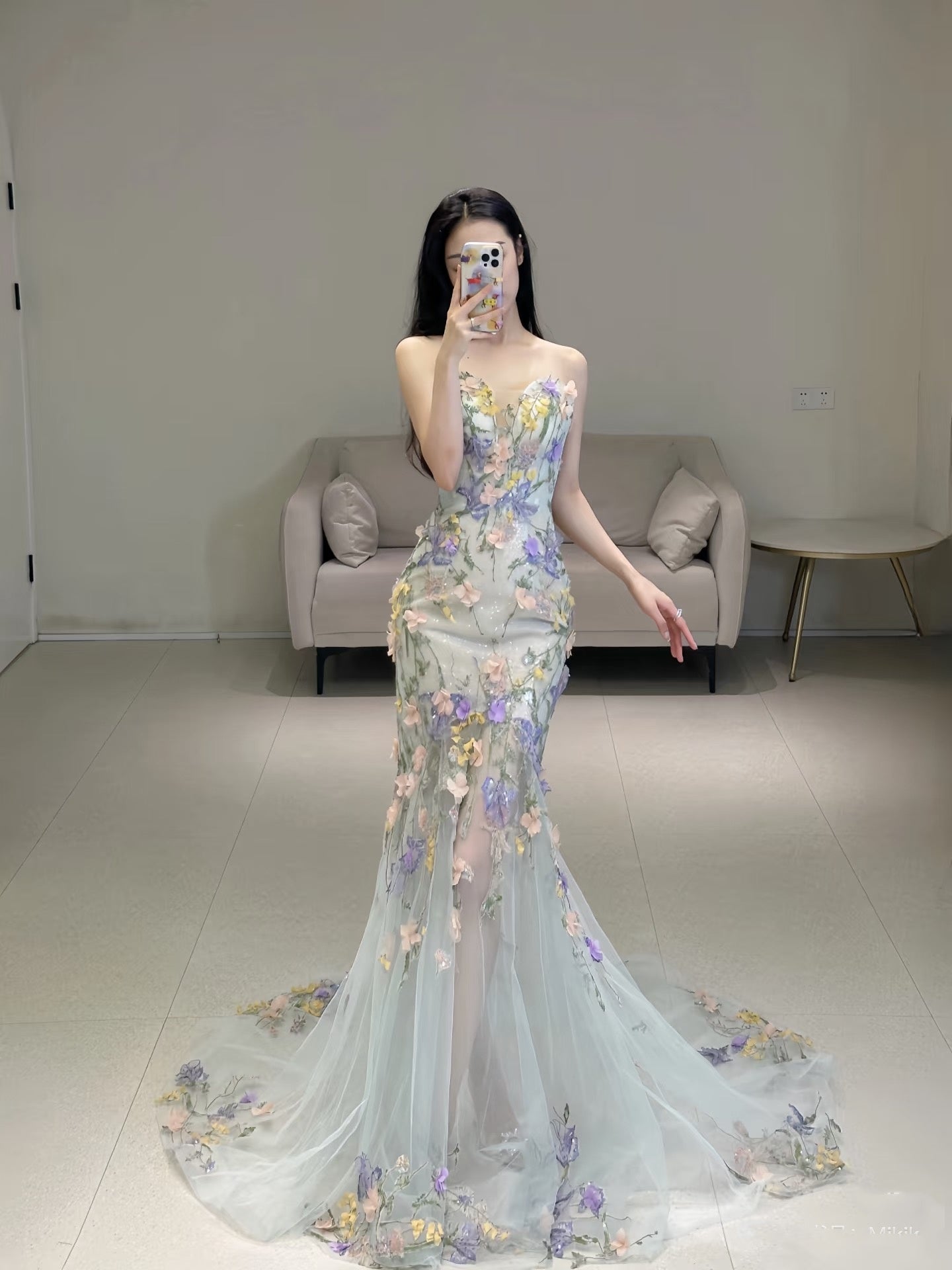 Prinzessin Meerjungfrauen-Abendkleid mit herzförmigem Ausschnitt, Spitze und Blumenmuster, langes Ballkleid, modische Ästhetik für Teenager, formelle Kleider, Party-Outfits, Ballkleid AB2221