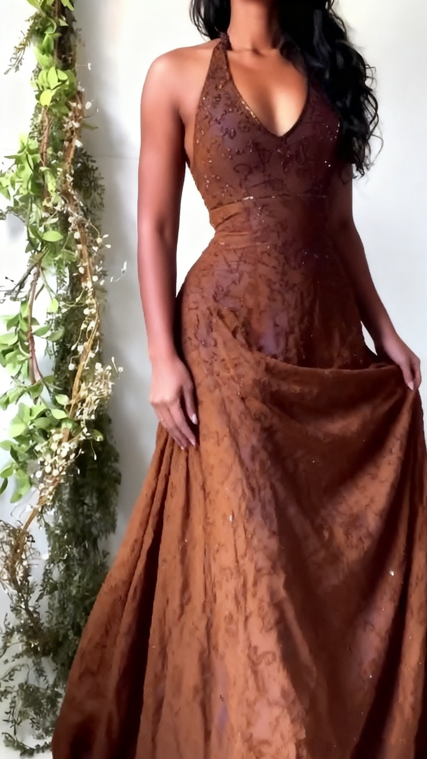 Vintage Meerjungfrauen-Abendkleid aus lila Spitze mit Neckholder, langes Abendkleid, Ballkleid AB326