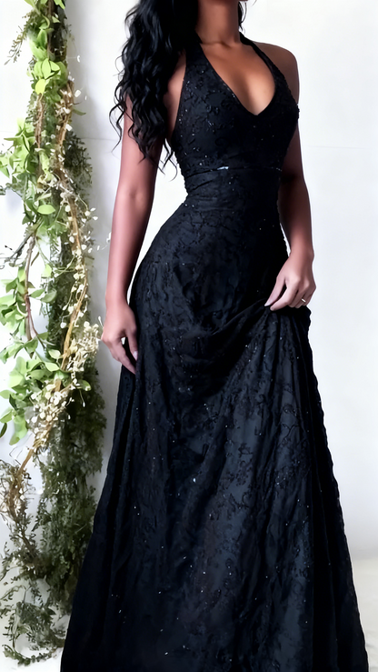 Vintage Meerjungfrauen-Abendkleid aus lila Spitze mit Neckholder, langes Abendkleid, Ballkleid AB326