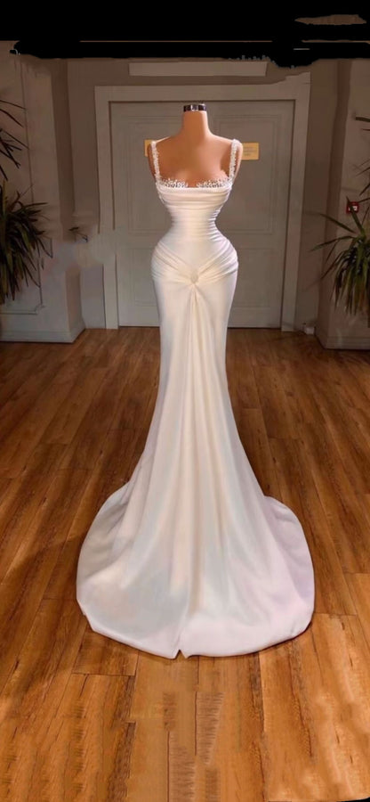 Modest Mermaid Sweetheart Pearls White Prom Dresses With Beads Gem Lilac Evening Party Formal Gown 20th Birthday Outfits AB834