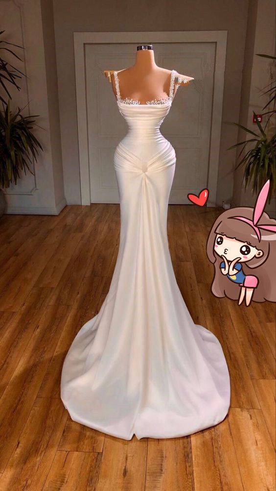 Modest Mermaid Sweetheart Pearls White Prom Dresses With Beads Gem Lilac Evening Party Formal Gown 20th Birthday Outfits AB834