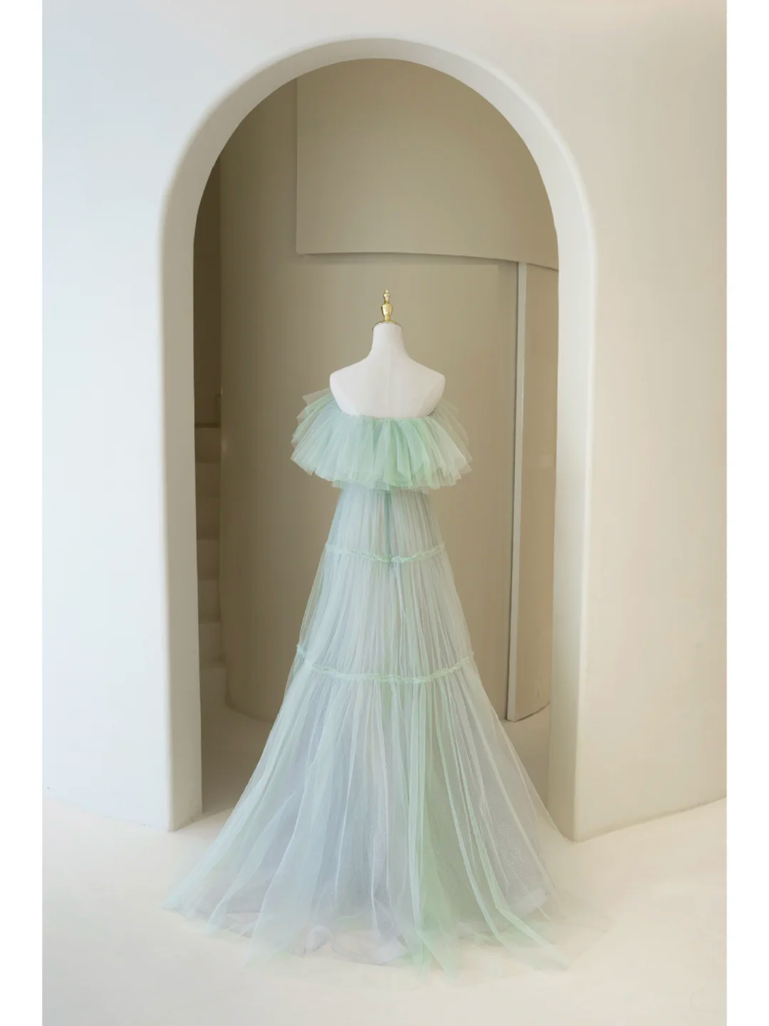 Bezauberndes, schulterfreies, mintgrünes Tüll-Abendkleid – ein echter Hingucker zum 18. Geburtstag (AB858)