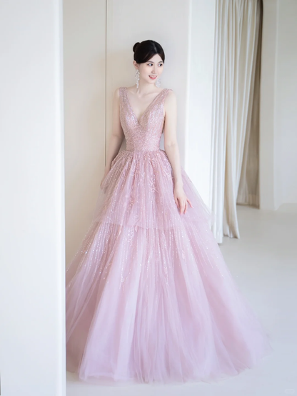 Elegantes, trägerloses Ballkleid aus schokoladenbraunem Tüll mit Perlenbesatz, langes Partykleid, Abendkleid AC027