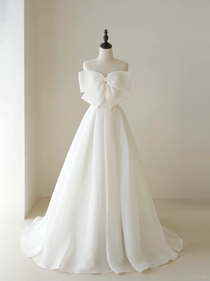 Robe de mariée bustier trapèze pour femme, avec plis, longueur au sol, modèle AC041