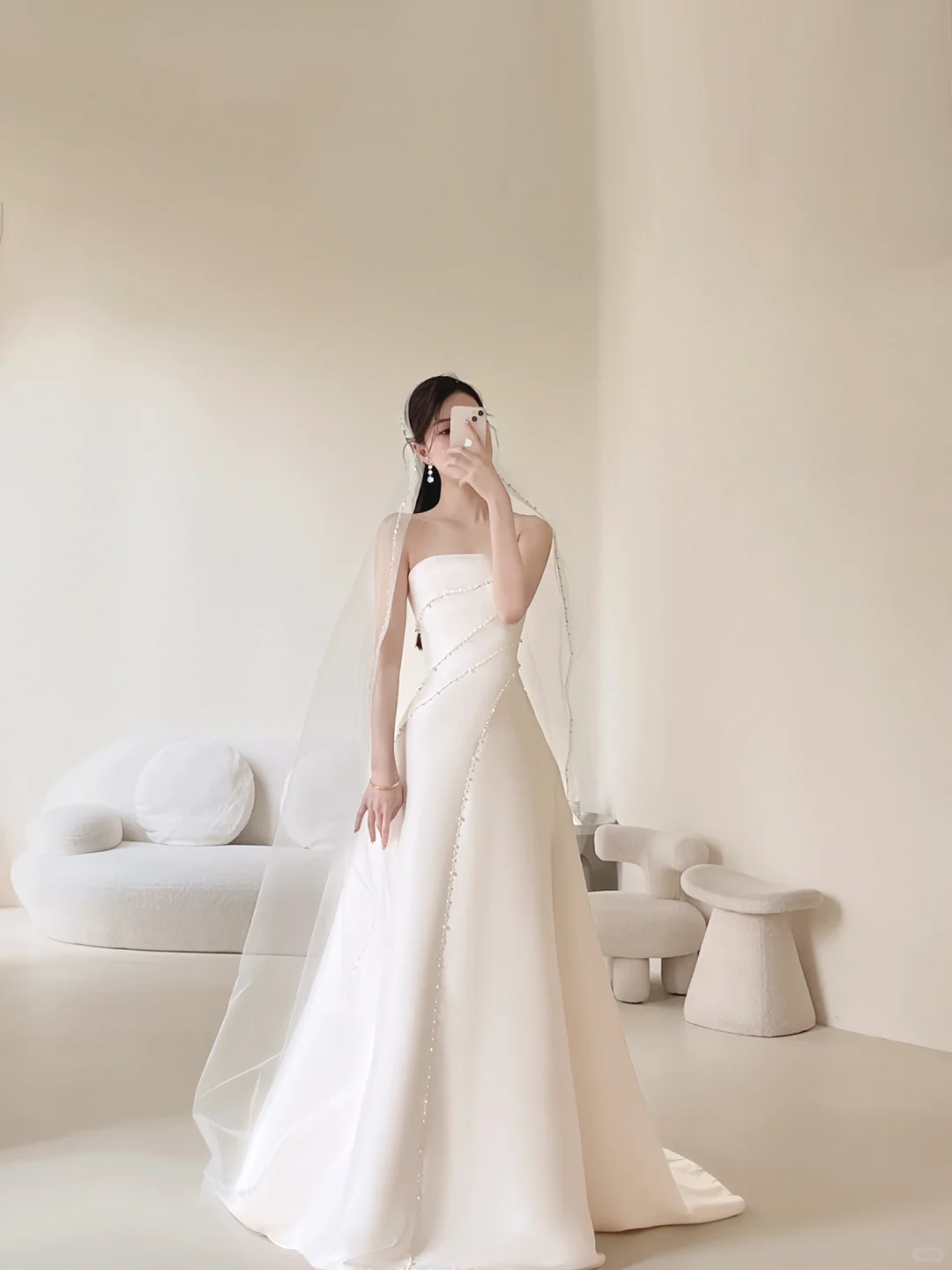 Damen-Ballkleid, trägerlos, Brautkleid mit Perlen, bodenlang, AC069