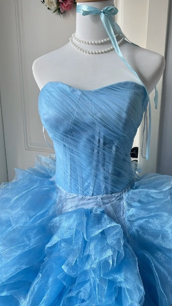 Sweet 16 Dresses Long Blue Sweetheart Ball Gown Sleeveless Sweet Sixteen Birthday Gown RC0371