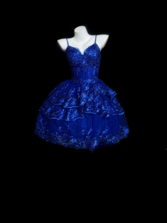 Modest Ball Gowns Spaghetti Strap Royal Blue Lace Graduation Dresses Short High School For 8th Grade Senior Inspo Homecoming Gown RB3345